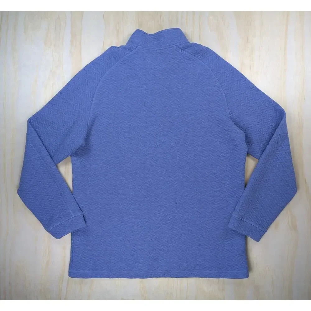 Rhone Men's XL Quilted Snap Pullover Blue Textured Side Zip